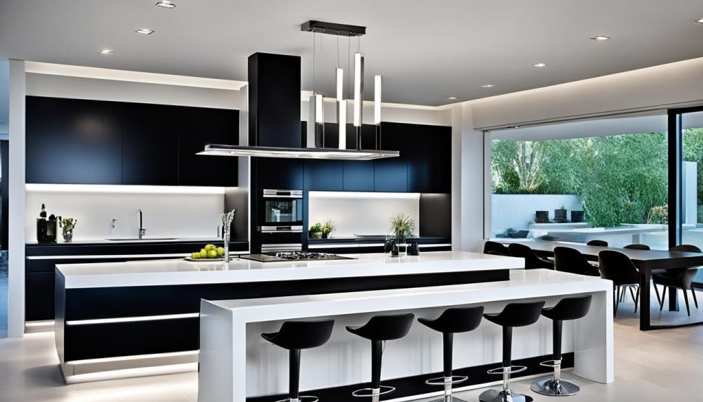 black and white kitchen island