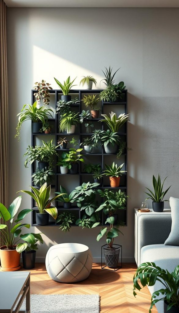 3D rendered apartment with modular living wall system 3D rendered apartment with modular living wall system