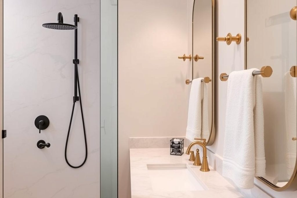 Bathroom featuring mixed metal finishes in fixtures and accessories