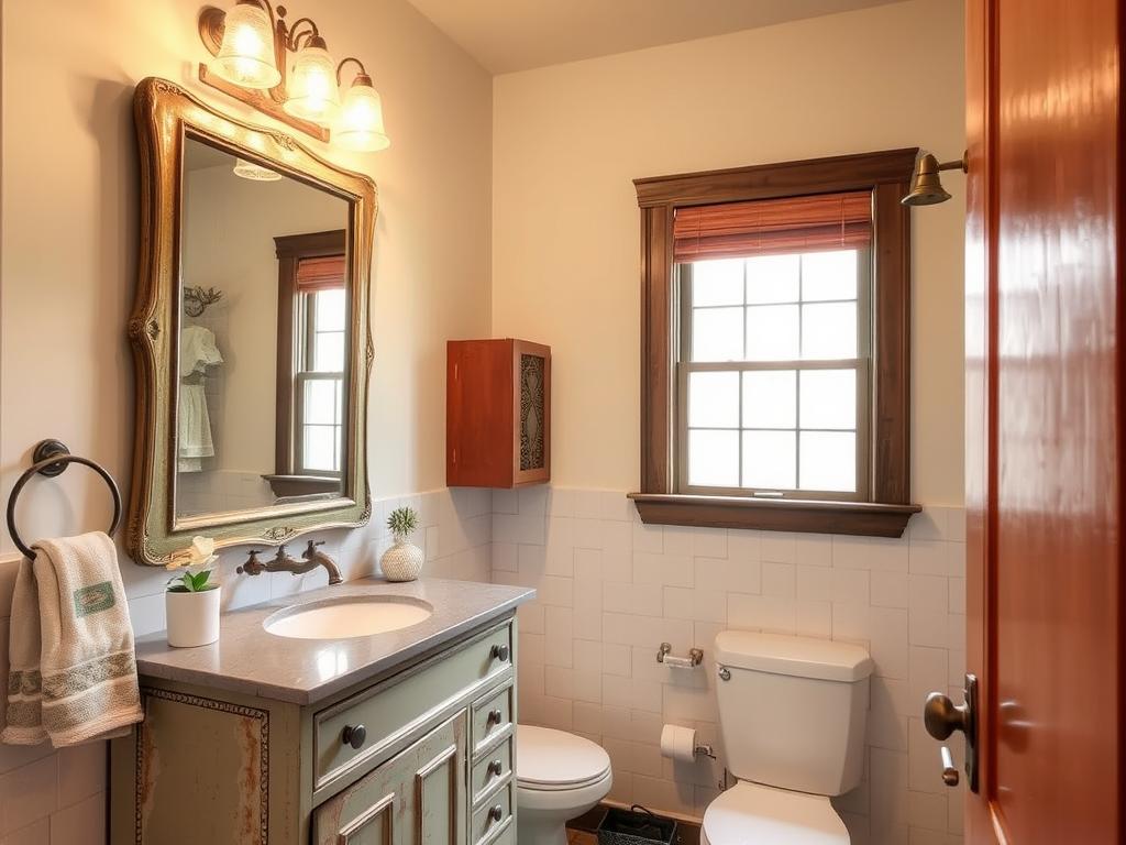 Bathroom featuring vintage elements mixed with modern fixtures