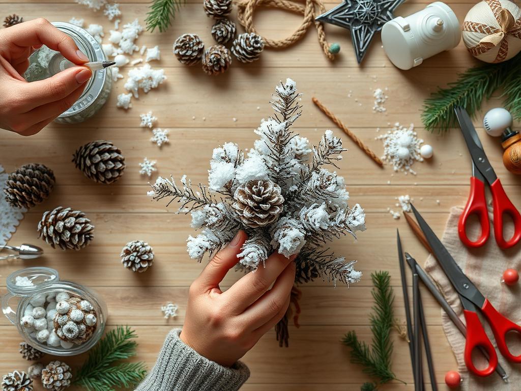 DIY hyper-realistic Christmas ornaments being created with resin and natural elements DIY hyper-realistic Christmas ornaments being created with resin and natural elements