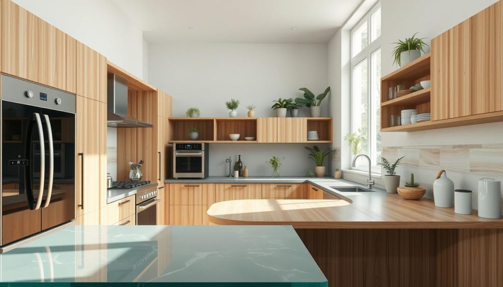Eco-friendly kitchen with sustainable materials and energy-efficient features Eco-friendly kitchen with sustainable materials and energy-efficient features