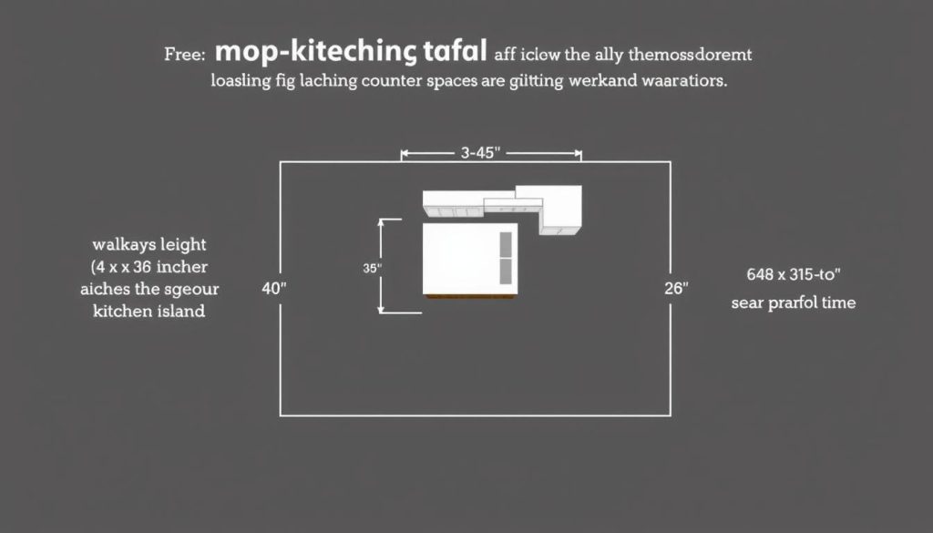 Modern kitchen with island showing key measurement considerations and space planning Modern kitchen with island showing key measurement considerations and space planning