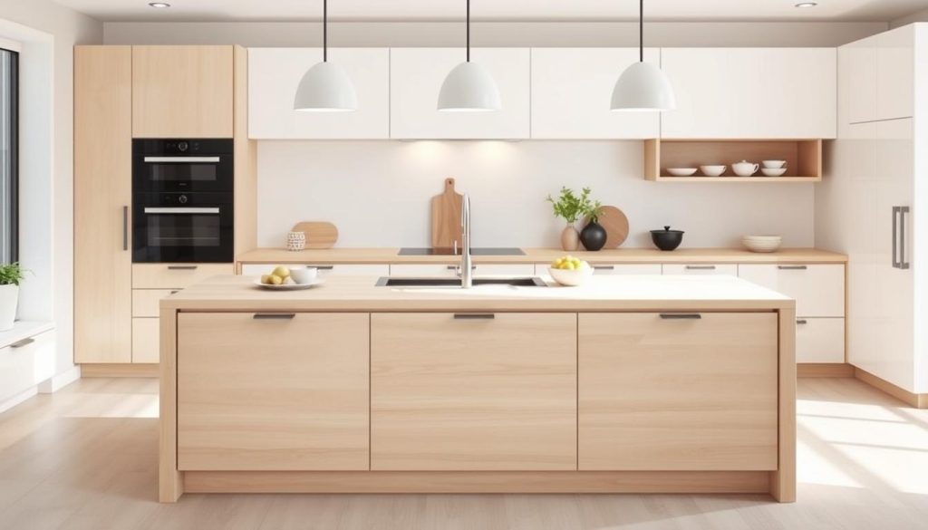 NordicDesign Minimalist Scandinavian Kitchen Island with clean lines and light wood NordicDesign Minimalist Scandinavian Kitchen Island with clean lines and light wood