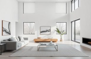 contemporary decor living room with clean lines and neutral palette